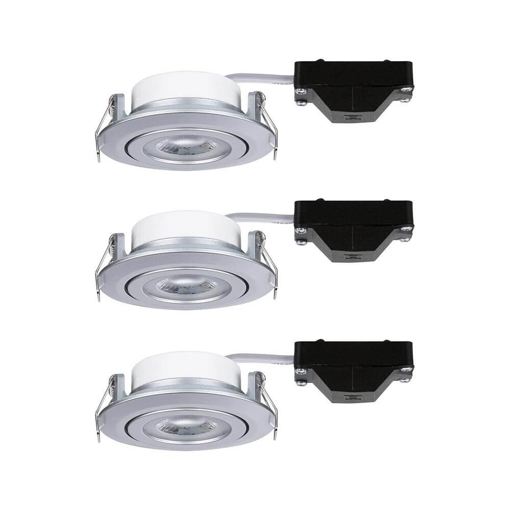 LED Einbauleuchte 3er-Set Stufen-Dimmbar Schwenkbar Chrom-Matt mit schwenkbaren LED Spots im modernen Design