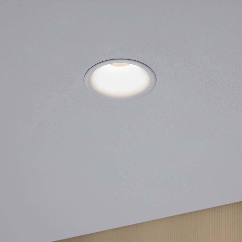LED Einbauleuchten-Set Cymbal Coin Warmdimmfunktion IP44 Weiß - minimalistische randlose Deckenleuchte mit blendfreier Beleuchtung.