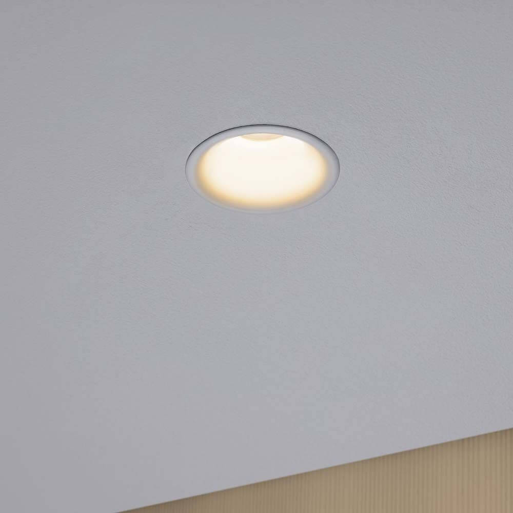 LED Einbauleuchten-Set Cymbal Coin Warmdimmfunktion IP44 Weiß mit blendfreier Beleuchtung und warmem Licht.