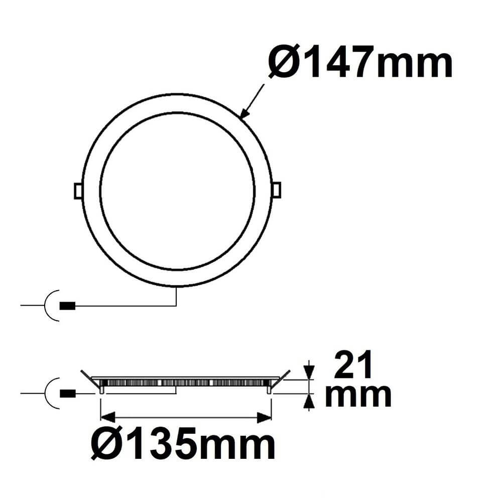 LED Einbaupanel Ø 15cm flach rund Weiß Dimmbar 9W Warmweiß