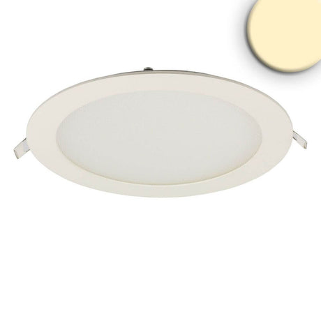 Alt Tag: LED Einbaupanel Ø 22,5cm flach rund weiß Dimmbar 18W Warmweiß, inkl. Trafo und Stecksystem, 152x152 mm leuchtende Fläche, dimmbar 30–100%