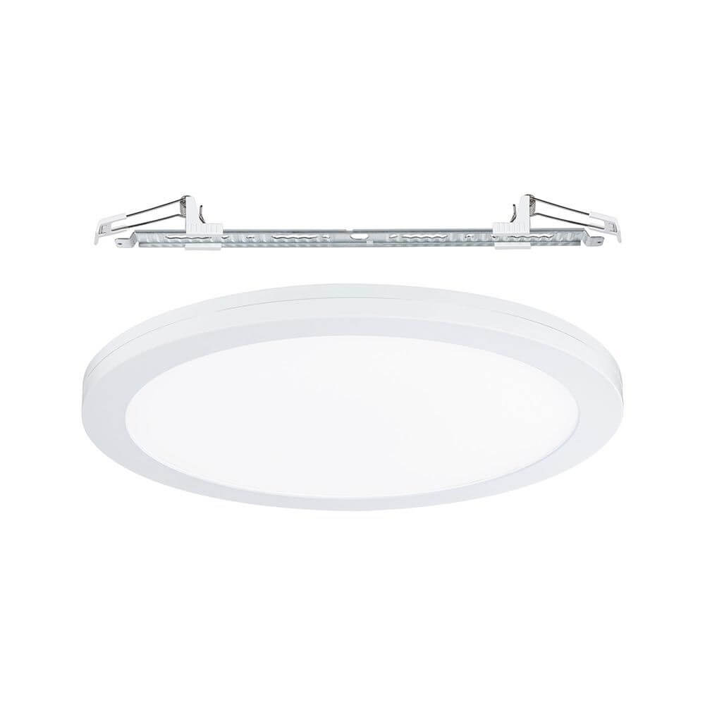 LED Einbaupanel 2 in 1 Cover-it Rund Ø 30cm Weiß-Matt mit Montagehalterung und flächigem Licht.