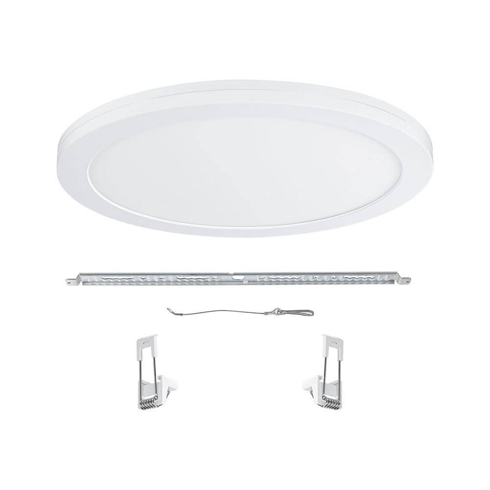 LED Einbaupanel 2 in 1 Cover-it Rund Ø 30cm Weiß-Matt mit Montagezubehör und Aufbaurahmen.