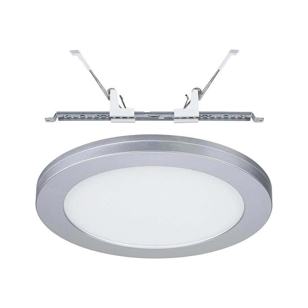 LED Einbaupanel 2 in 1 Cover-it Rund Chrom-Matt mit Montageclip und dezentem Design