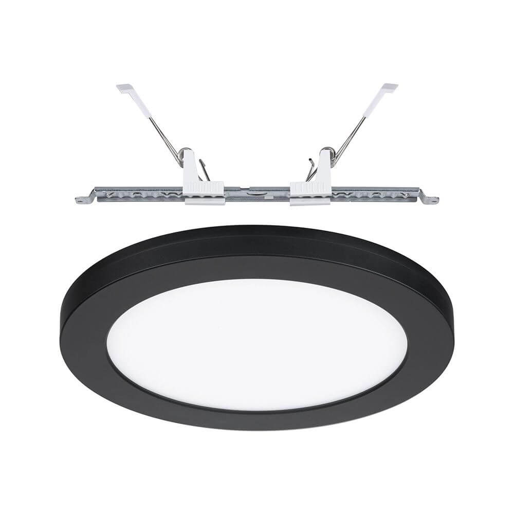 LED Einbaupanel 2 in 1 Cover-it Rund Schwarz, flaches Design, einfacher Einbau an Wand und Decke, blendfreies Licht.