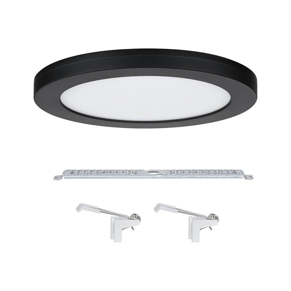 LED Einbaupanel 2 in 1 Cover-it Rund Schwarz mit Montagezubehör für gleichmäßiges Raumlicht.