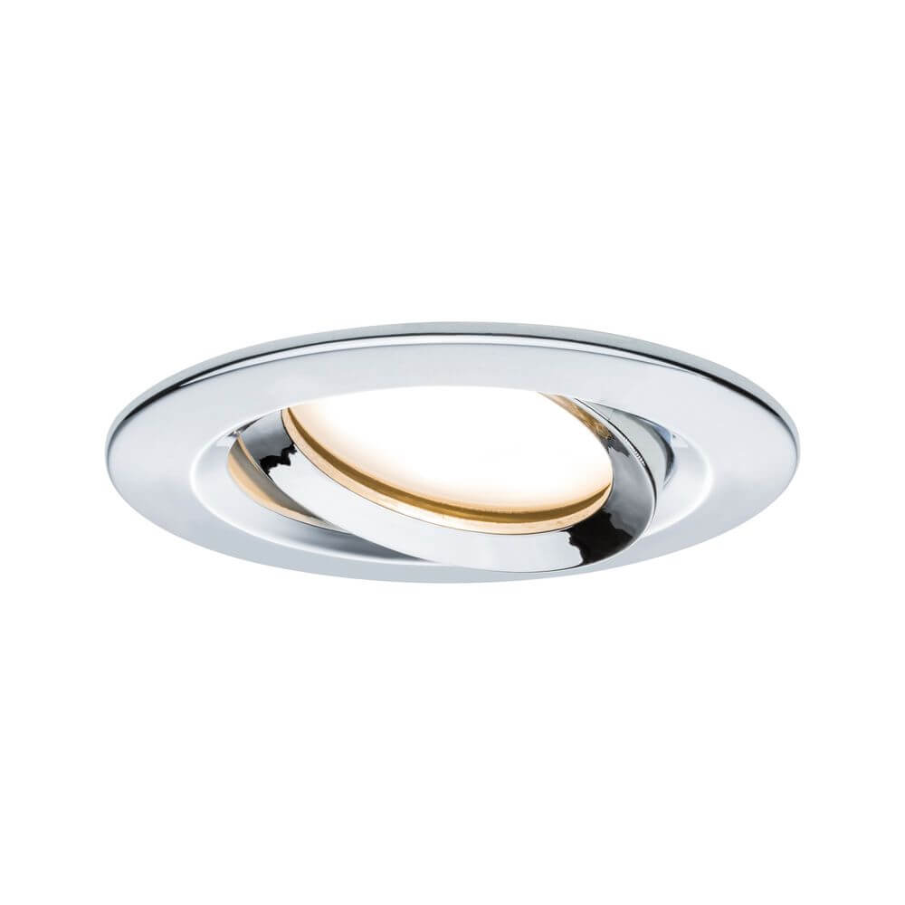 LED Einbaustrahler Nova Plus Coin Dimmbar IP65 2700K Chrom in chromfarbenem Design.
