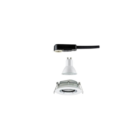 LED Nova Plus recessed spotlight IP65 4000K 230V white, chrome – individual parts with retaining spring and connection box