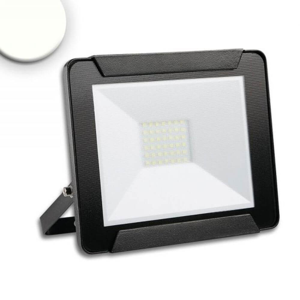 LED Fluter Neutralweiß 30W 2400lm , IP65 Schwarz mit 1 Meter Anschlusskabel für einfache Installation