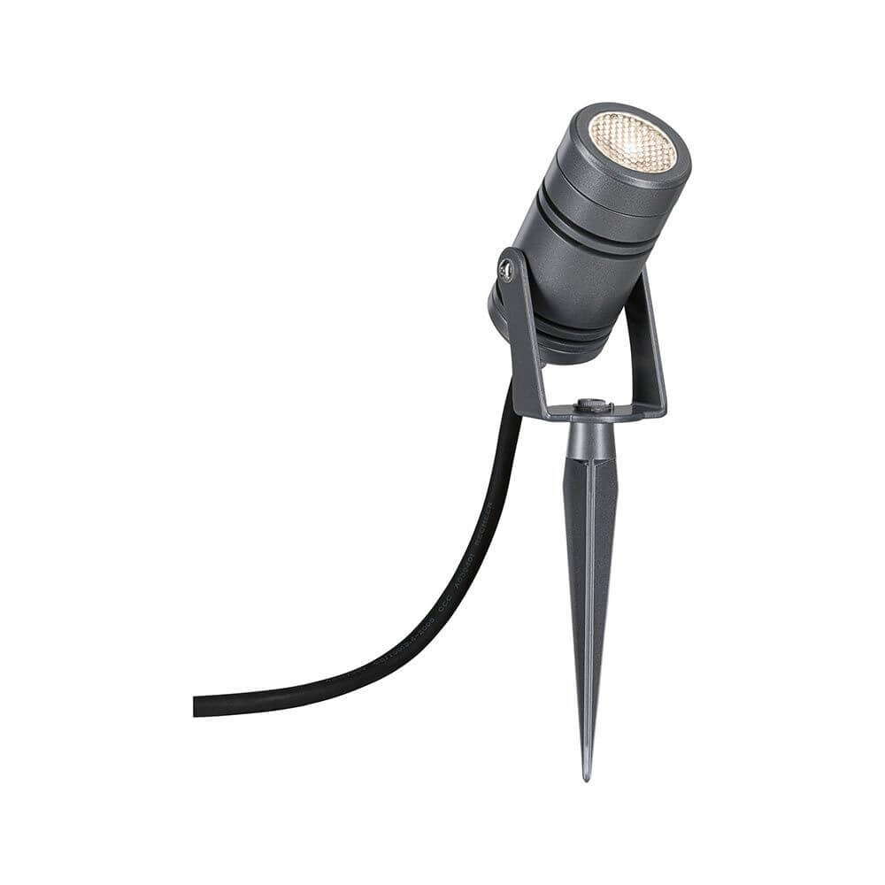 LED Gartenstrahler Radon Grau Metall IP65 - verstellbarer Gartenspot für warmweißes Licht im Außenbereich.