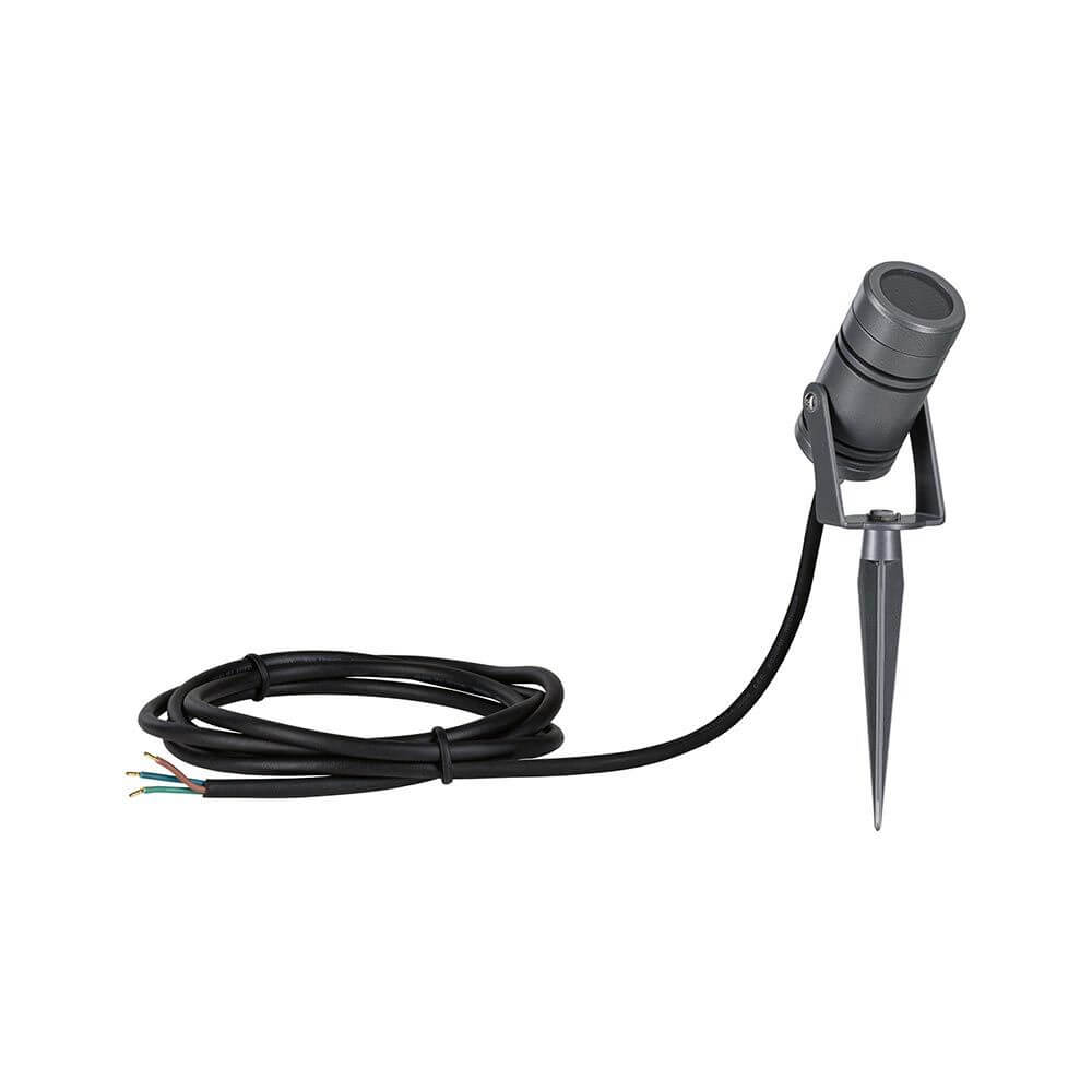 LED Gartenstrahler Radon Grau Metall IP65 mit verstellbarem Kopf und Anschlusskabel.