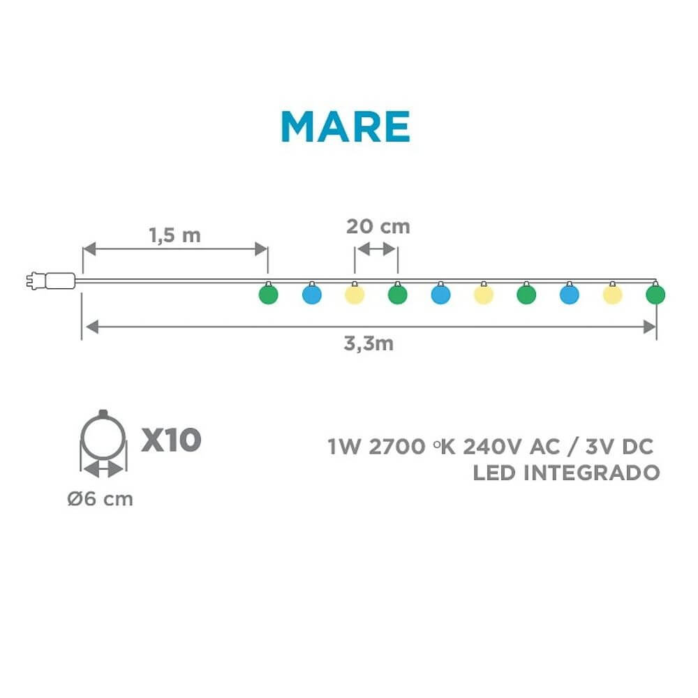 LED Girlande Mare mit 10 Kugeln IP44