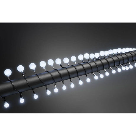 LED Globelichterkette kleine & große runde Dioden 80 Kaltweiße Dioden IP44 auf einer Schnur.