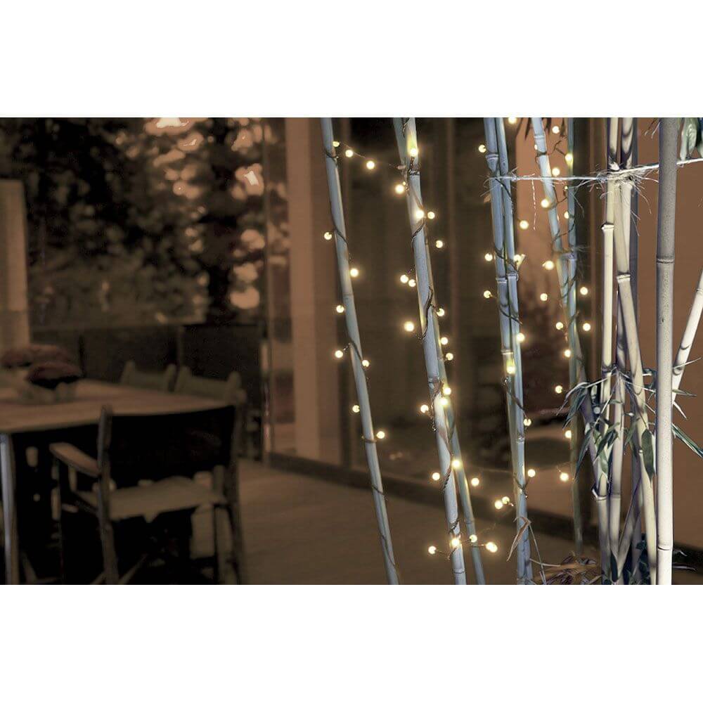 LED Globelichterkette runde Dioden 160 Warmweiße Dioden IP44 dekoriert Bäume im Garten