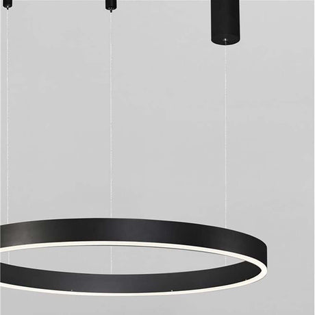 LED Suspension Motif Ø 80 cm 3360 lm – luminaire suspendu circulaire noir au-dessus de la table à manger, design minimaliste