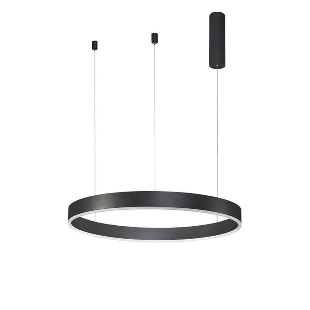 Alt Tag: LED Hängeleuchte Motif Ø 80cm 3360lm - schwarze ringförmige Pendelleuchte in modernem Design