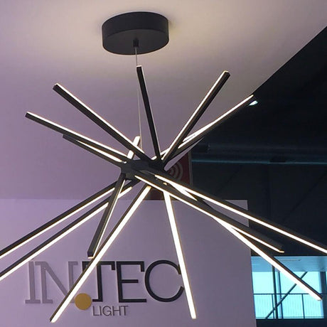 LED Suspension Shanghai noire au design moderne et à l’éclairage indirect, idéale pour les environnements contemporains.
