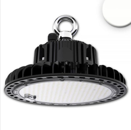 LED Hallenstrahler FL 200W, IP65 Neutralweiß, 120°, 1-10V Dimmbar mit Montageöse und Kühlrippen-Design