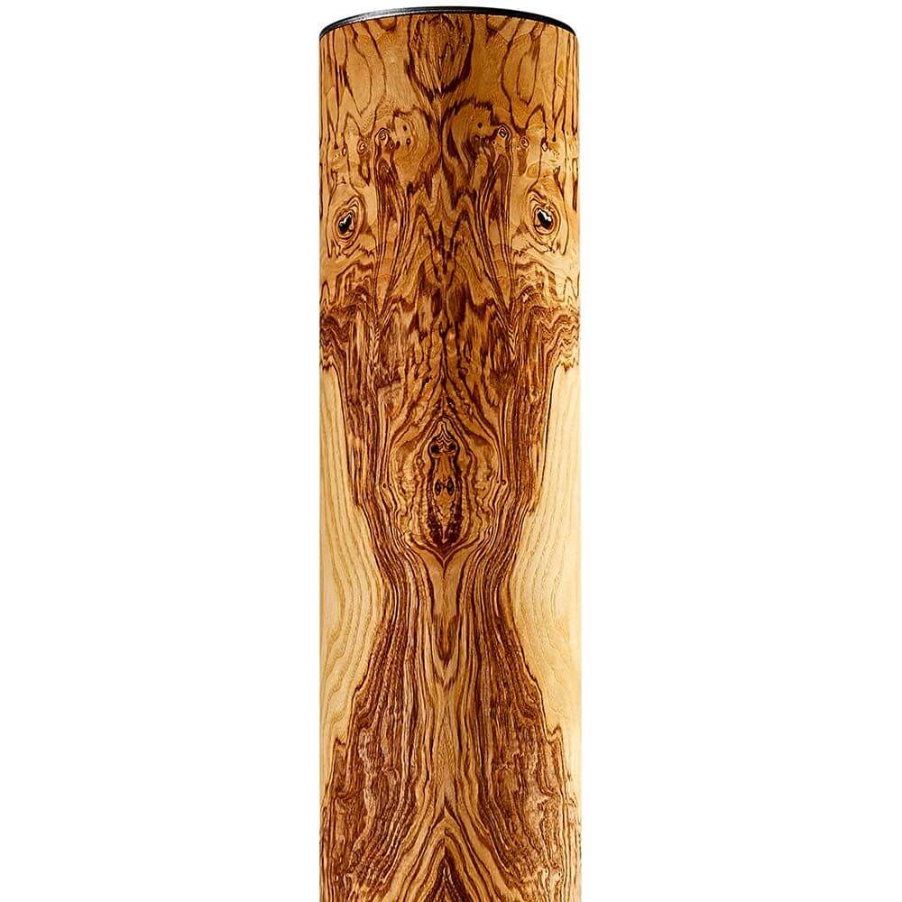 LED Holz-Stehlampe Arbor 190cm Olivesche Maser - Detailansicht der auffälligen Holzmaserung