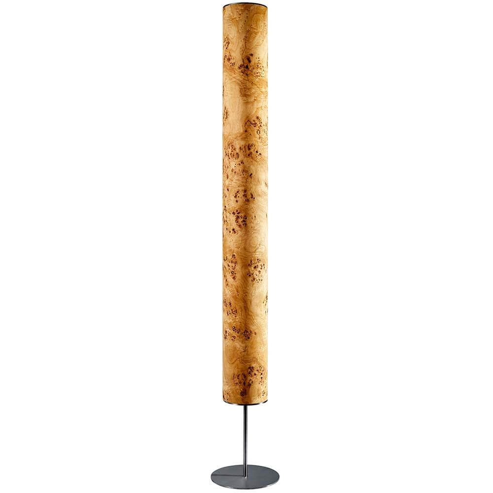 LED Holz-Stehleuchte Arbor 190cm Pappel Maser mit markanter Holzmaserung und eleganter Form.