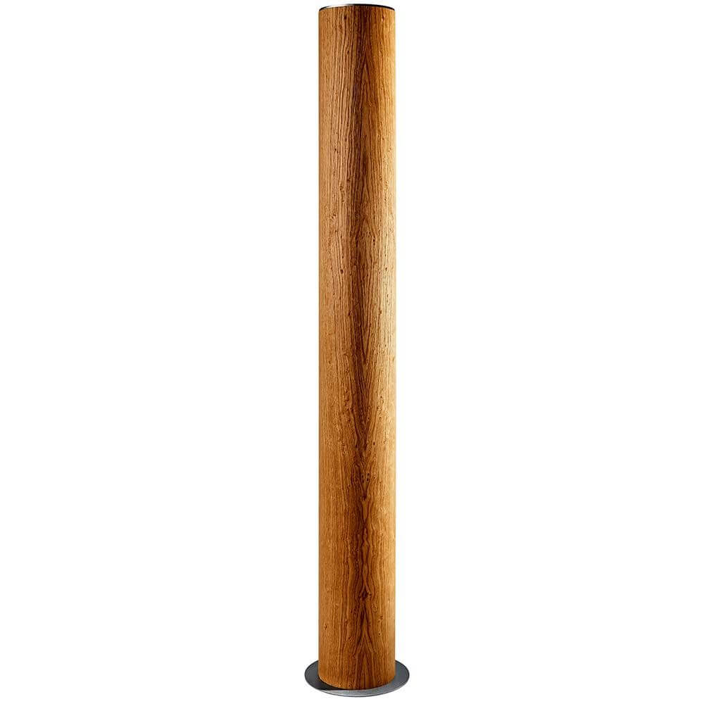 LED Holz-Stehleuchte Lucerna 160cm Deutsche Eiche mit zylindrischem Holzschirm und schwarzem Fuß