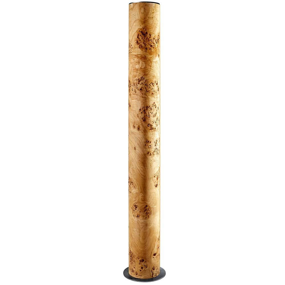 LED Holz-Stehleuchte Lucerna 160cm Pappel Maser mit zylindrischem Schirm aus Echtholzfurnier.