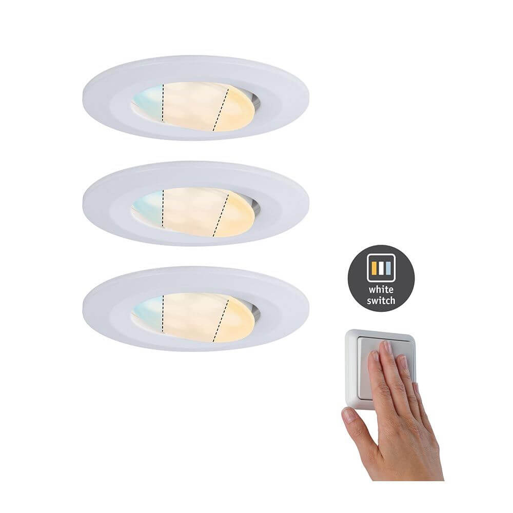 LED HomeSpa Einbauleuchte 3er-Set Calla CCT-Dimmbar IP65 mit WhiteSwitch-Funktion und dimmbaren Lichtfarben.