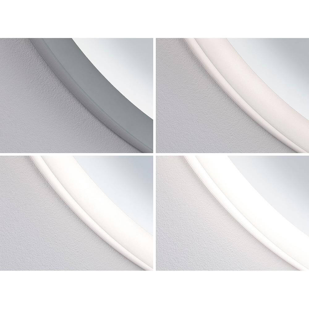 LED HomeSpa Leuchtspiegel Mirra CCT + Heizfunktion - Detailansicht der Lichtfarbeneinstellungen.