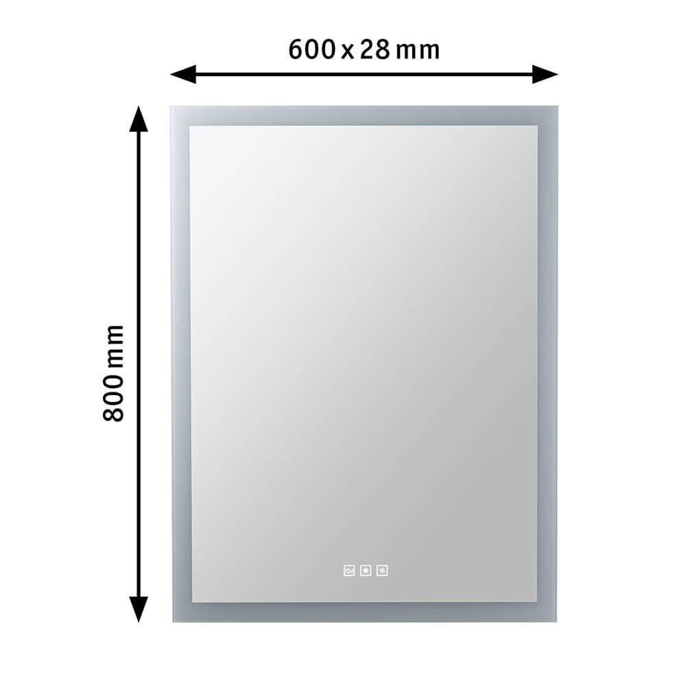 LED HomeSpa Mirra Leuchtspiegel CCT Wärme Dimmbar & Heizbar mit Touch-Schaltern und Spritzwasserschutz.