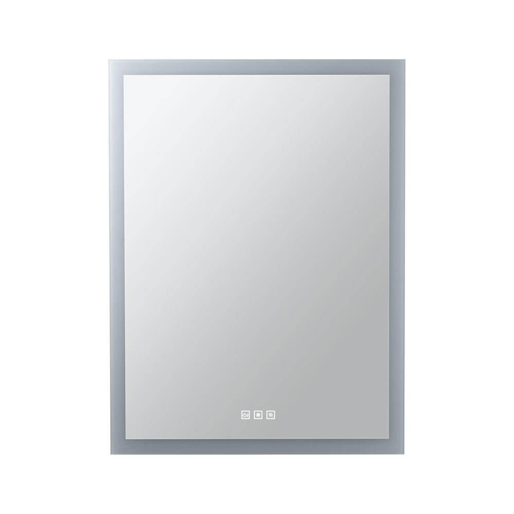 LED HomeSpa Mirra Leuchtspiegel CCT Wärme Dimmbar & Heizbar mit Touch-Schaltern für Lichtfarbe und Heizung.