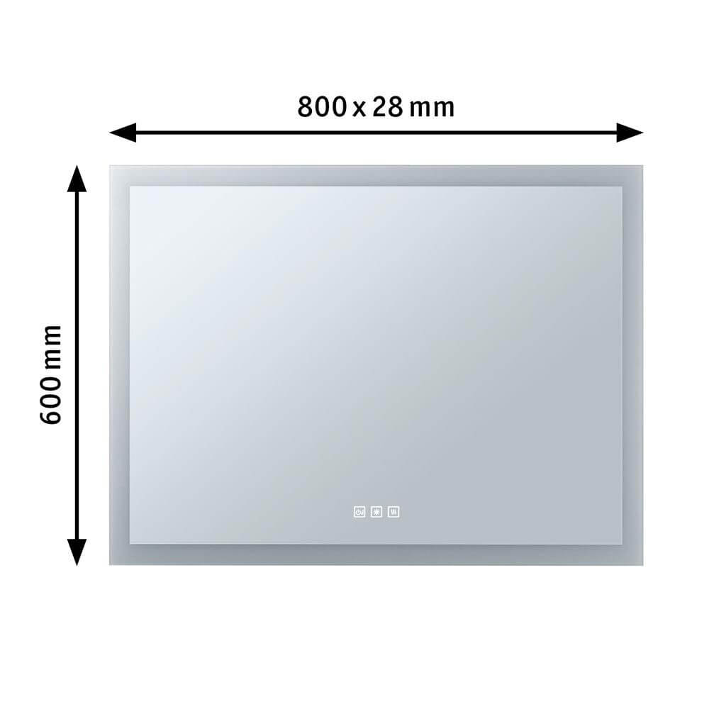 HomeSpa LED Leuchtspiegel Mirra, 800x600mm, mit Touchfunktions-Bedienfeld und integrierter Heizfunktion.