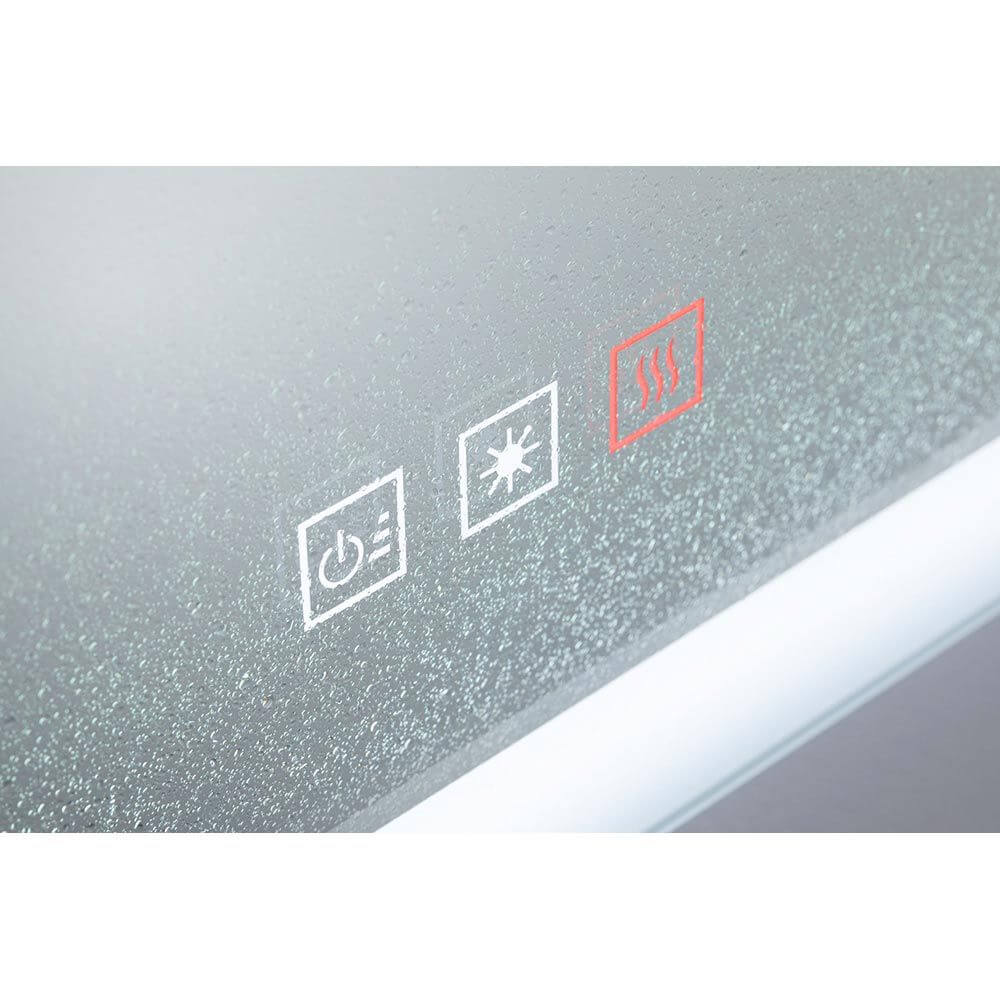 Touch-Bedienfelder des HomeSpa LED Spiegels Mirra mit Heizfunktion für einfaches Steuern.