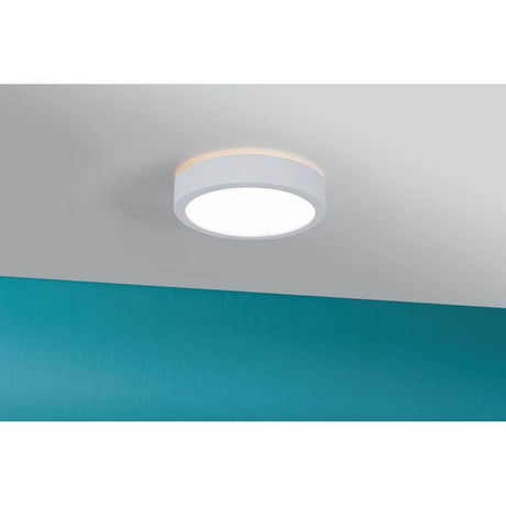 LED HomeSpa Panel Aviar Ø 22cm Weiß Dimmbar an der Decke montiert.