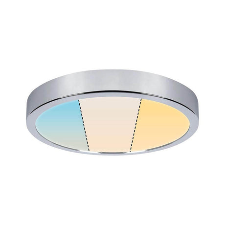 LED Panneau HomeSpa Aviar Dim-to-Warm blanc, chrome dans une forme ronde avec températures de couleur à intensité variable