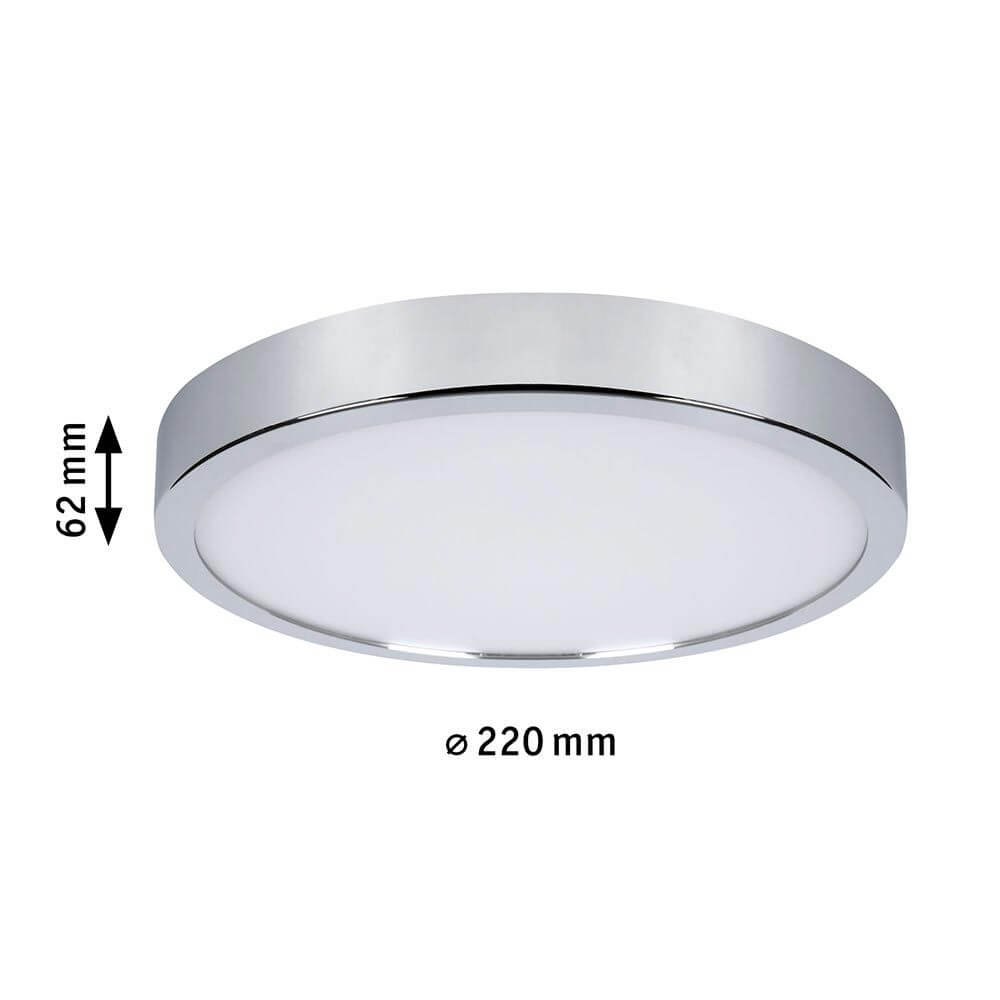 LED HomeSpa Panel Aviar Dim-to-Warm Weiß, Chrom in rundem Design mit Ø 220 mm und 62 mm Höhe.