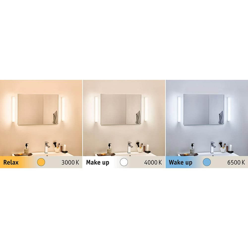 LED HomeSpa Spiegelleuchte Luno CCT-Switch Weiß - drei Lichtfarben für Relax, Make up und Wake up im Badezimmer.