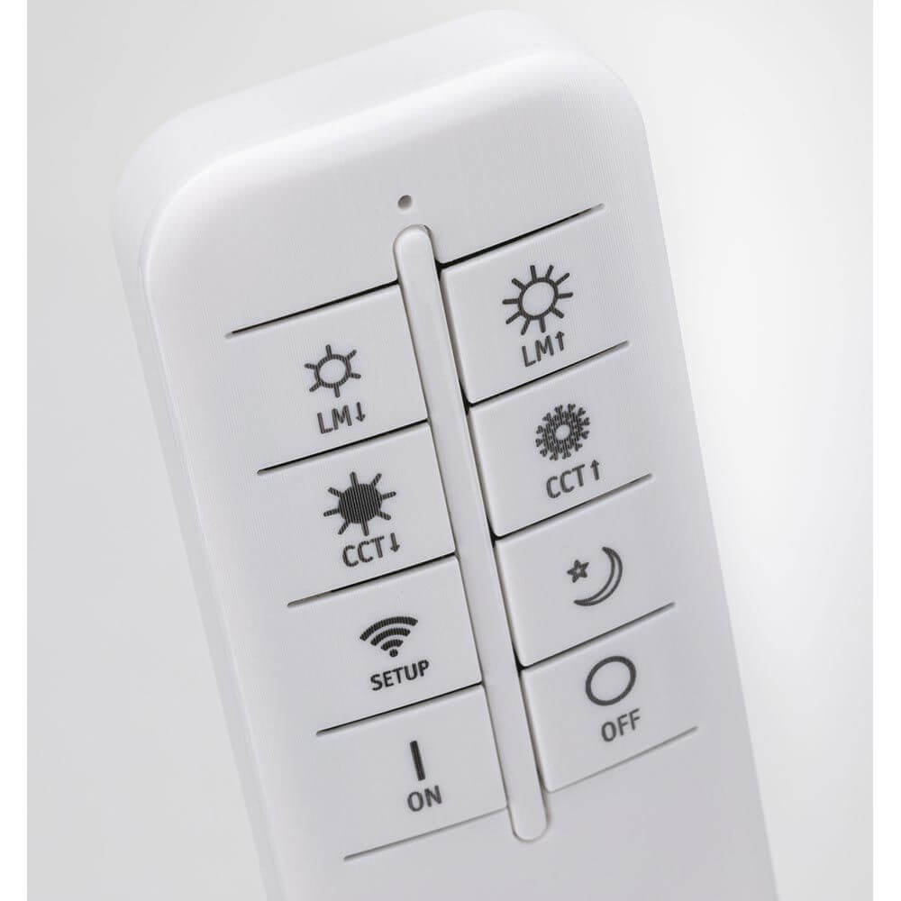 Fernbedienung zur Steuerung der LED HomeSpa Spiegelleuchte Tova CCT-Dimmbar mit einstellbarem Licht und Dimmfunktion.