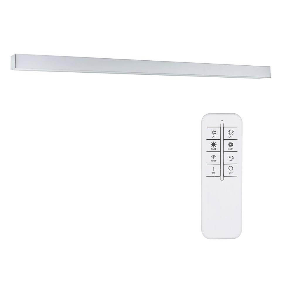 LED HomeSpa Spiegelleuchte Tova Dim-to-Warm Chrom, Weiß mit Fernbedienung für dimmbares Licht.