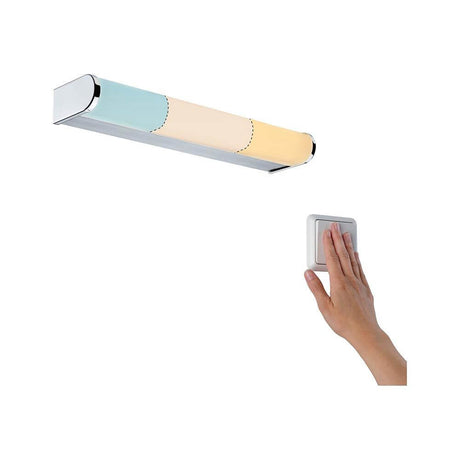 LED Applique murale HomeSpa Arneb CCT blanc, chrome avec interrupteur mural pour régler la couleur de la lumière.
