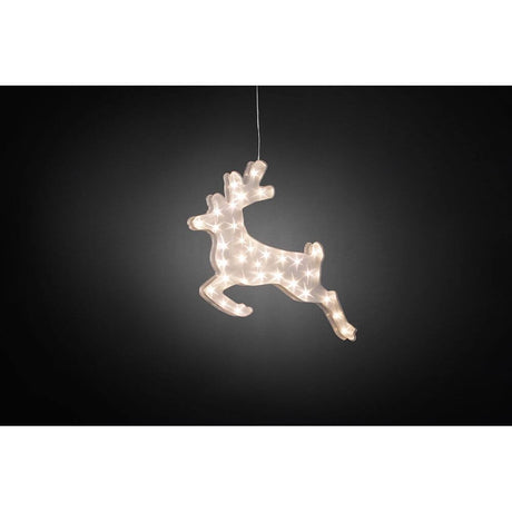 LED Renne en plastique avec effet étoilé, 32 diodes blanc chaud, décoration de Noël lumineuse.