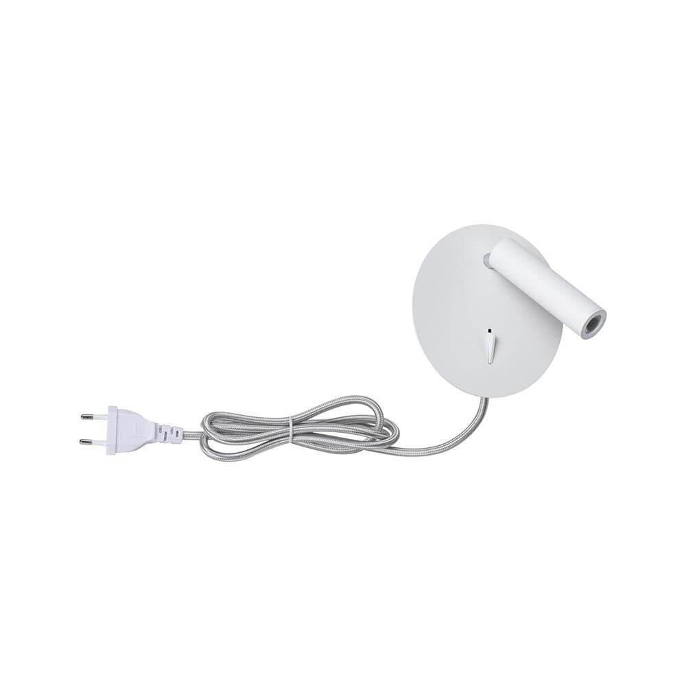 LED Lese- & Wandleuchte Tabari Weiß, Chrom mit Stecker und Kabelansatz.