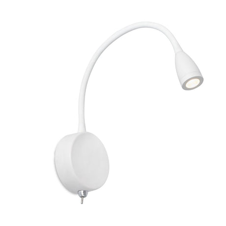 LED Leseleuchte LOKE 3W 3000K Weiß an der Wand, flexibel verstellbar, ideal zum Lesen und Arbeiten.