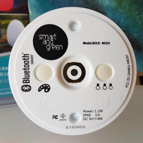 LED SmartMesh RGBW CCT 2700-6500K 250lm 2W vue arrière du Bluetooth module de Smart and Green.