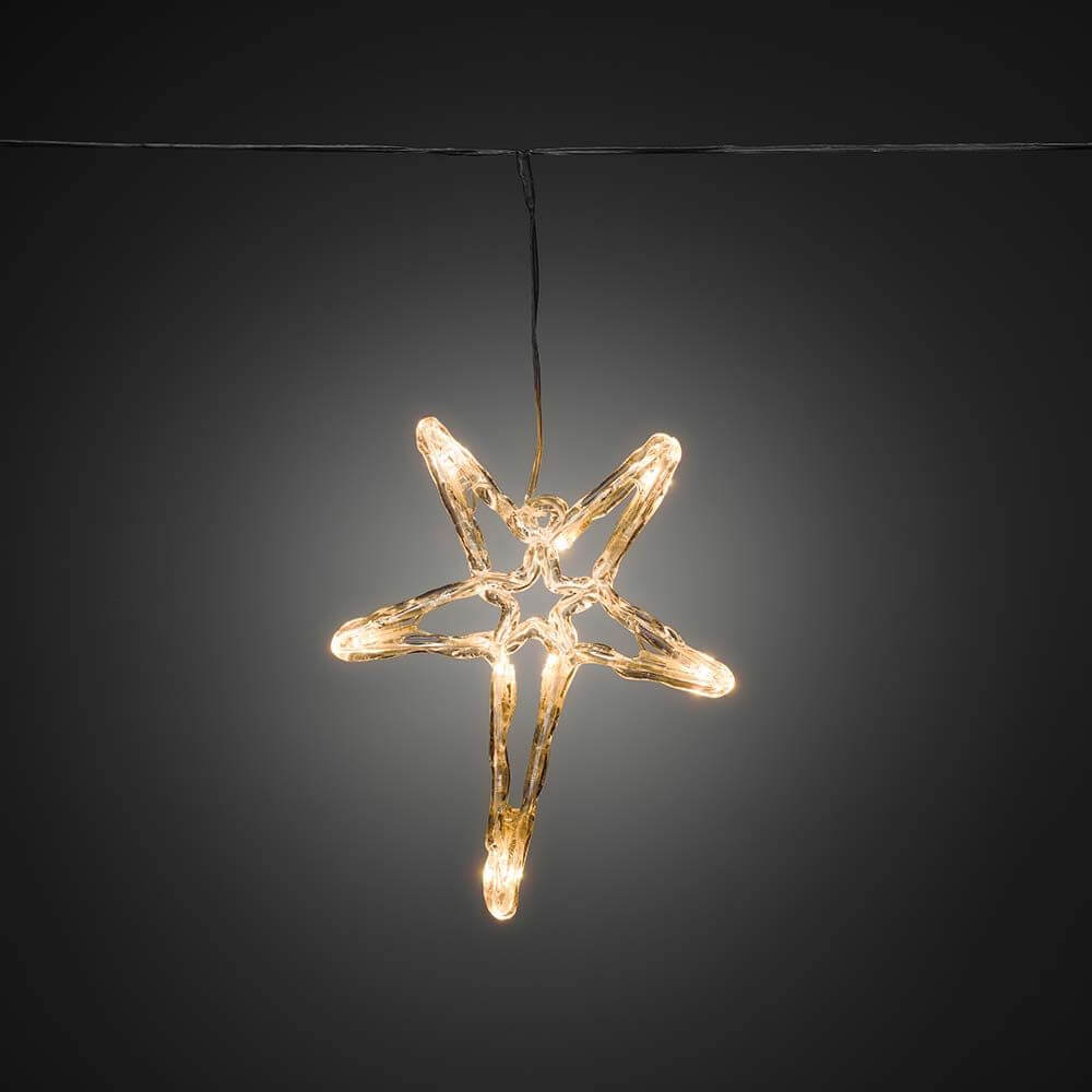 LED Lichtervorhang 5 Acrylsterne 40 Warmweiße Dioden IP44 hängender Acrylstern, der stimmungsvolle Lichtakzente setzt.