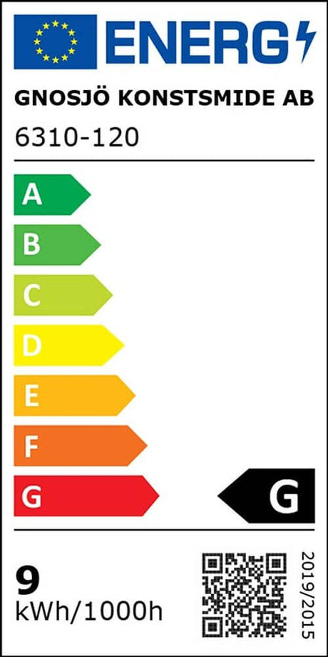 Energy label G for Gnosjö Konstsmide AB 6310-120 with consumption of 9 kWh/1000h.