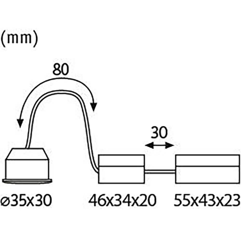 Technische Zeichnung des LED Moduls 35mm mit Abmessungen in mm für einfache Installation.