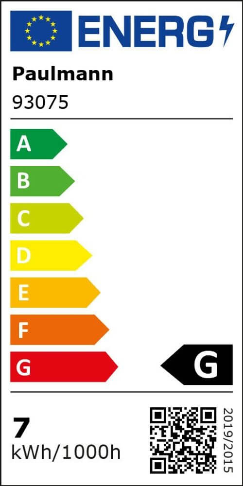 Energielabel von Paulmann für den LED Modul Smart Home Zigbee RGBW CCT mit Effizienzklasse G.