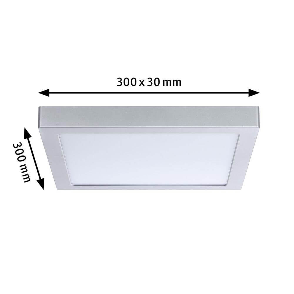 LED Panel Abia Eckig Chrom-Matt, 300x300 mm, flaches Design mit satinierter Abdeckung für gleichmäßige Lichtverteilung.