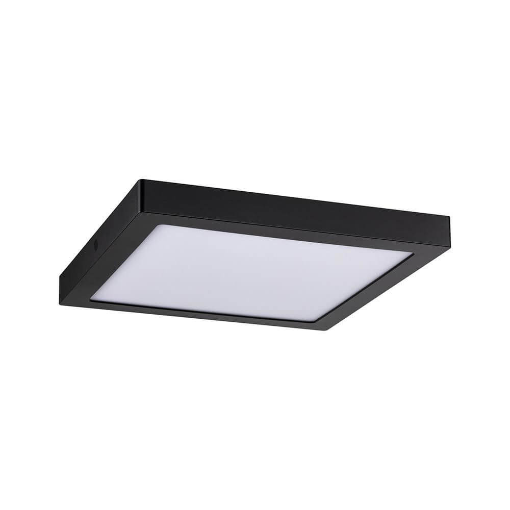 LED Panel Abia Eckig Schwarz-Matt mit flachem Aufbau und gleichmäßiger Lichtverteilung in modernem Design.