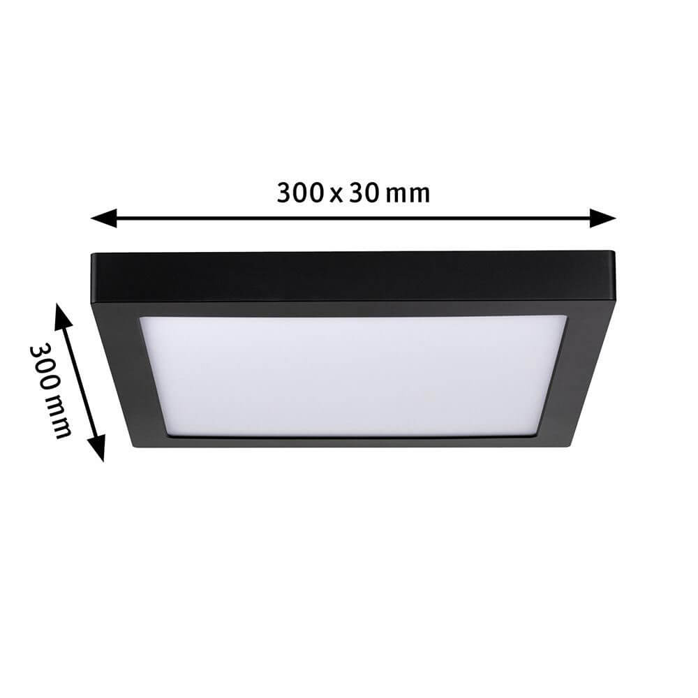 LED Panel Abia Eckig Schwarz-Matt, modernes Design in 300 x 300 mm, flache Bauweise und gleichmäßige Lichtverteilung.